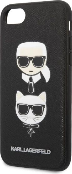 Mbështjellës Karl Lagerfeld Saffiano Karl&Choupette Head për iPhone 7/8/SE 2020/SE 2022, i zi