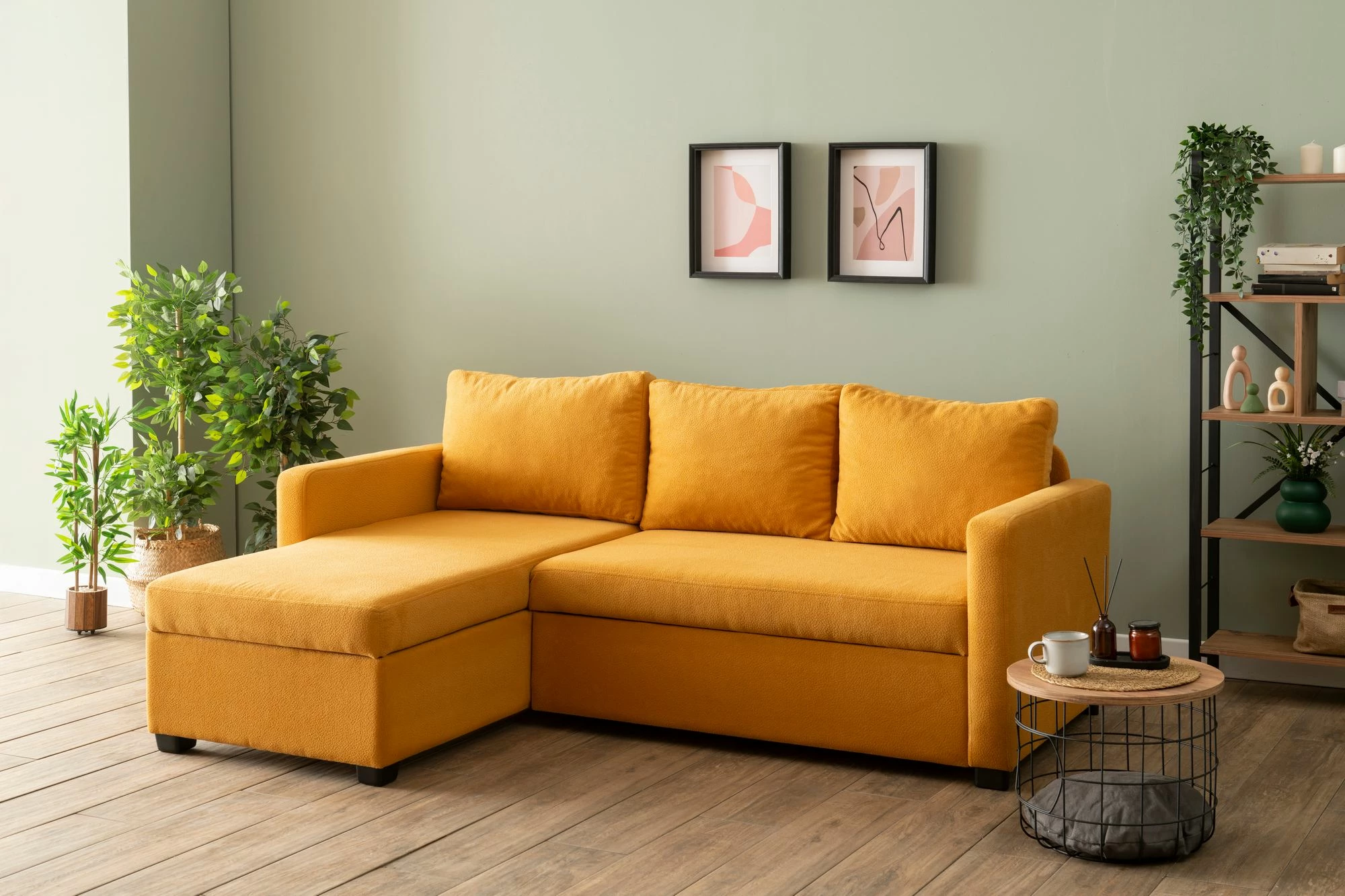 Kënd-sofë krevati, ngjyrë mustard, Atelier del Sofa, Kado