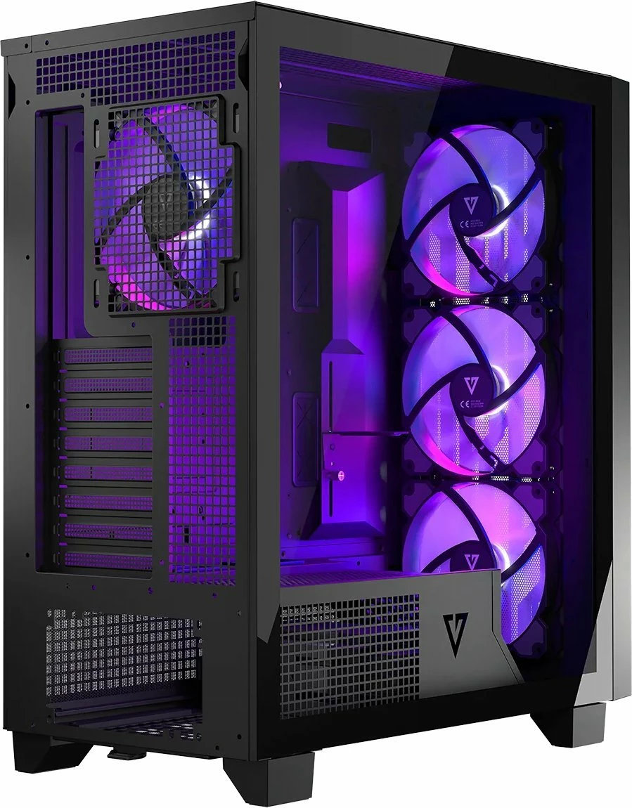 Kasë Modecom Perun Apex ARGB AT-PERUN-4F-ARGB-10-000000-0002, Midi Tower ATX/mATX/ITX, 4x 140mm ARGB fan, USB-C, e zezë
