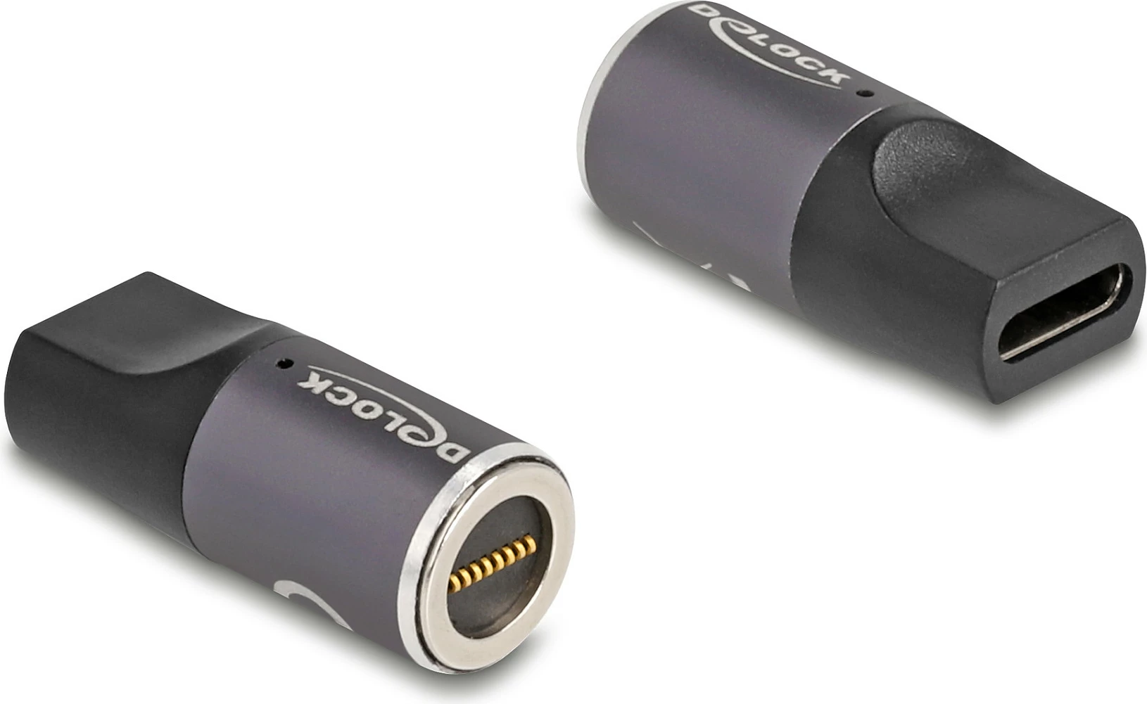 Adapter DeLOCK USB-C në konektor magnetik 8-pin, 20V/3A, antracit/zi