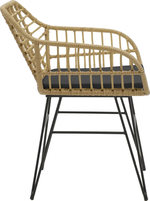 Tavolinë me karrige Naoki V set prej 5 copash rattan pe ngjyrë natyrale dhe metal i zi 80x80x78cm