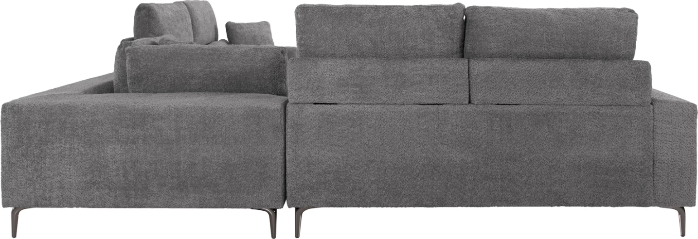 Divan qoshe SYMMET FH3269.03, pëlhurë gri, këmbë antracit me shkëlqim, 314x236x90-102H cm