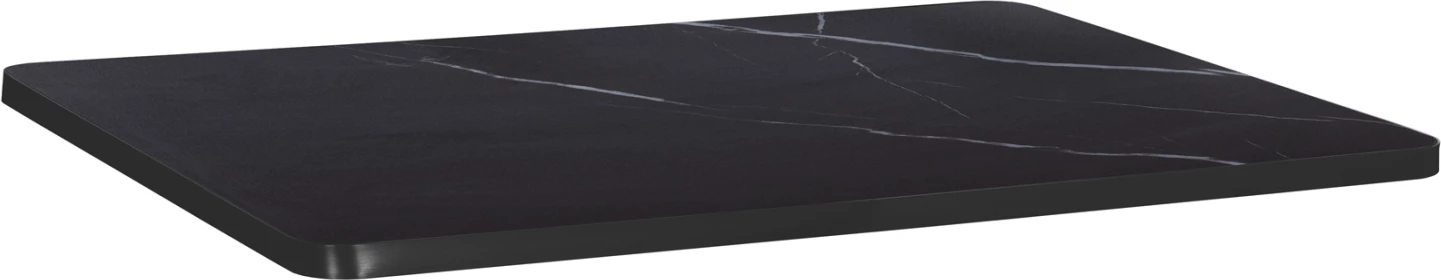 Sipërfaqe tavoline drejtkëndëshe prej guri të sinterizuar FH6656.03, dekor mermeri të zi, kornizë alumini e zezë, 120x80 cm