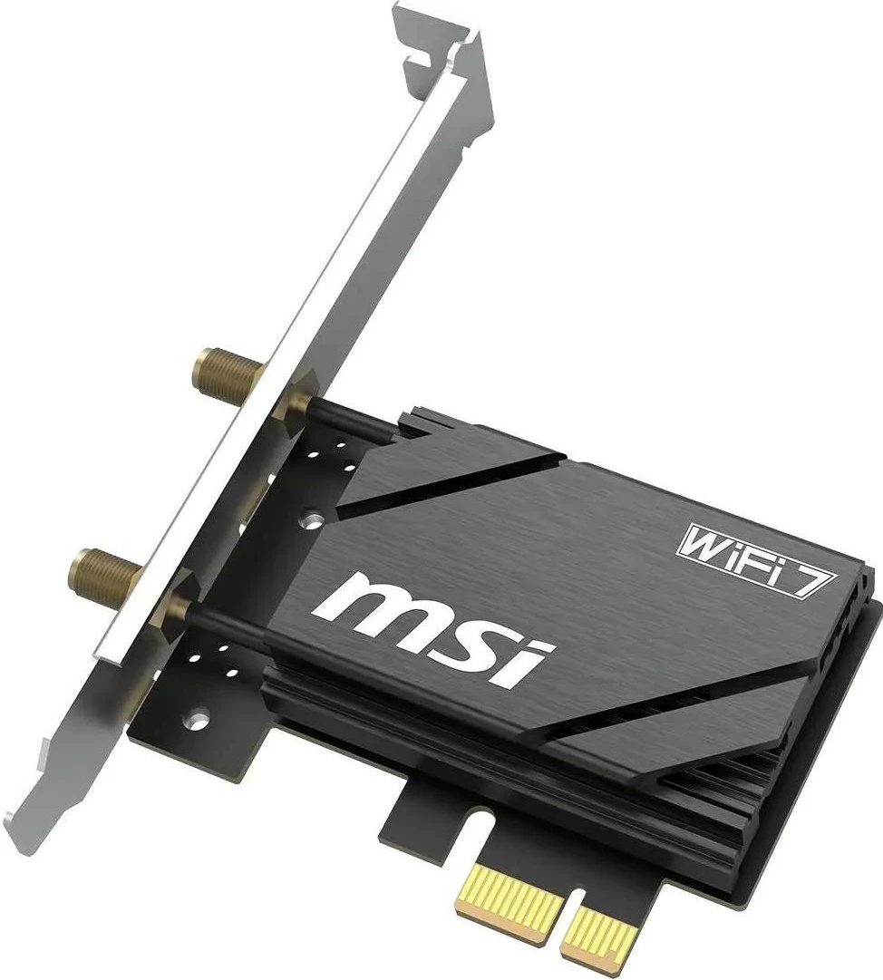 Kartë rrjeti MSI HERALD BE6500, WiFi 7 PCIe, Bluetooth 5.4, tri-band, e zezë