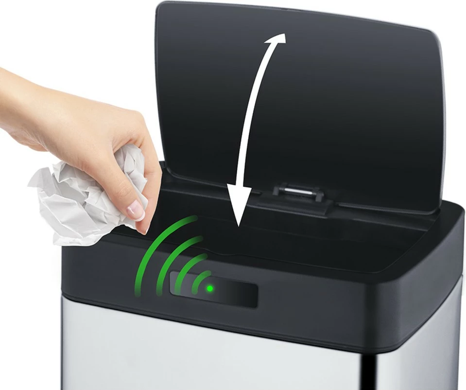 Kosh mbeturinash Lamart LT8044, 45L, inox, i zi, me sensor