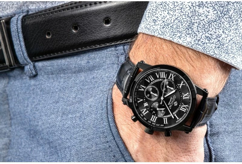 Orë dore meshkuj Giewont GW6260-A3, e zezë