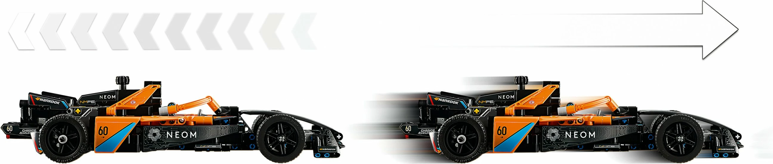 Set ndërtimi LEGO Technic NEOM McLaren Formula E 42169, 452 pjesë, pull-back, shumëngjyrësh
