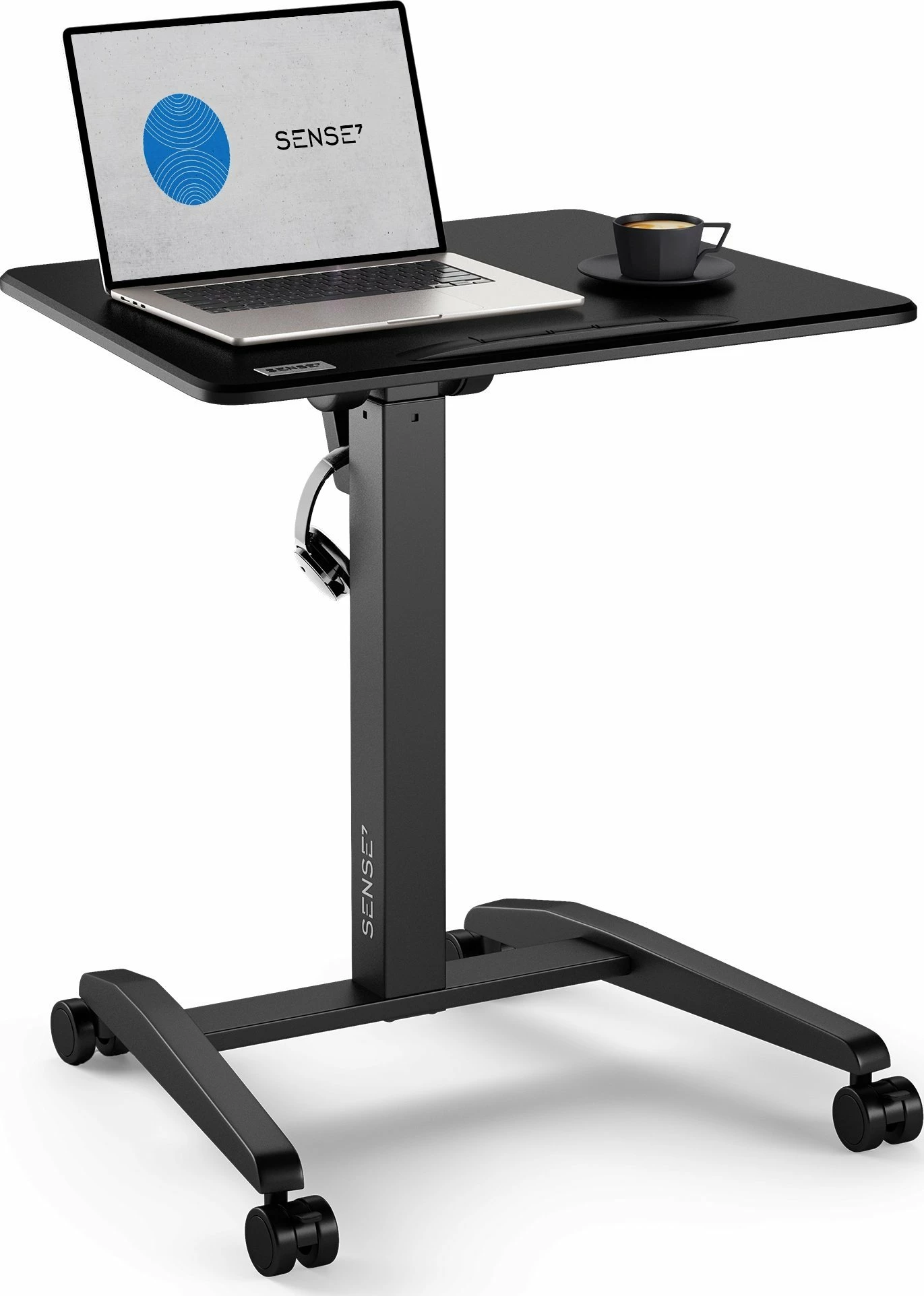 Tavolinë mobile SENSE7 Mobile Desk 70x52 cm, rregullim lartësie 76-111 cm, sipërfaqe e anueshme 0-90°, e zezë