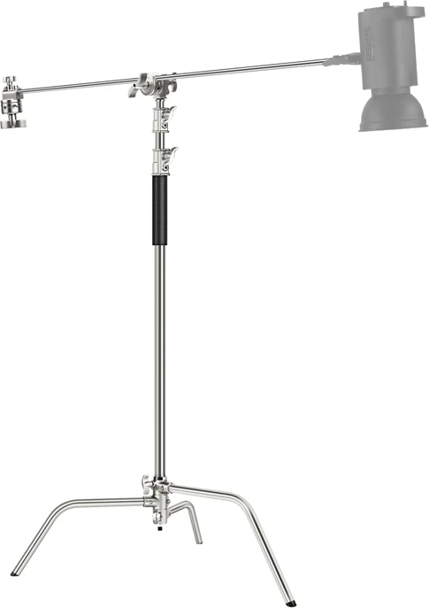 Tripod C-stand Neewer SC320, 128 cm, çelik inox, argjendtë