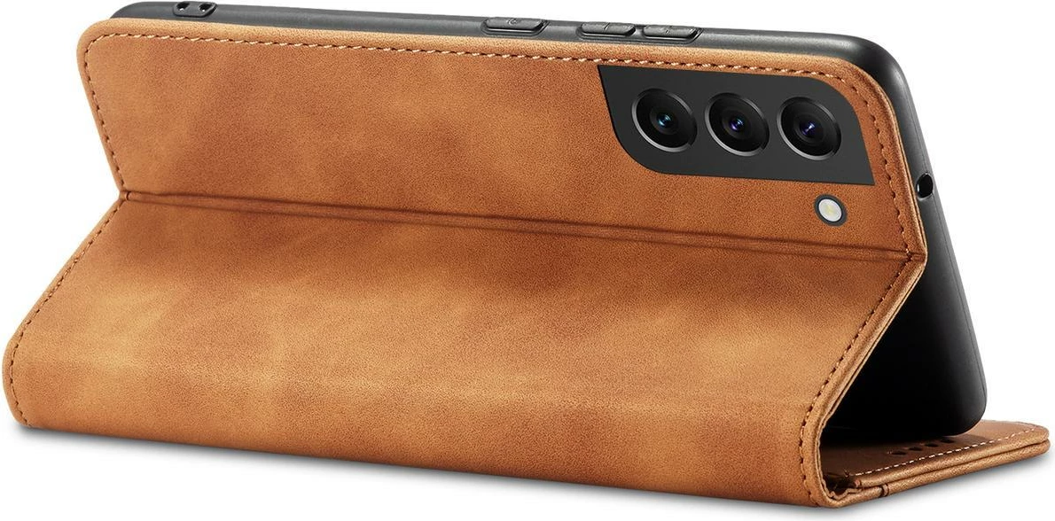 Mbështjellës Hurtel Magnet Fancy Case për Samsung Galaxy S23+, flip cover, portofol, kafe