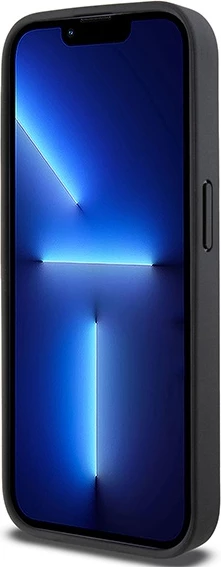 Mbështjellës DKNY Leather Checkered Mono Pattern & Printed Stripes për iPhone 15 Pro, i zi