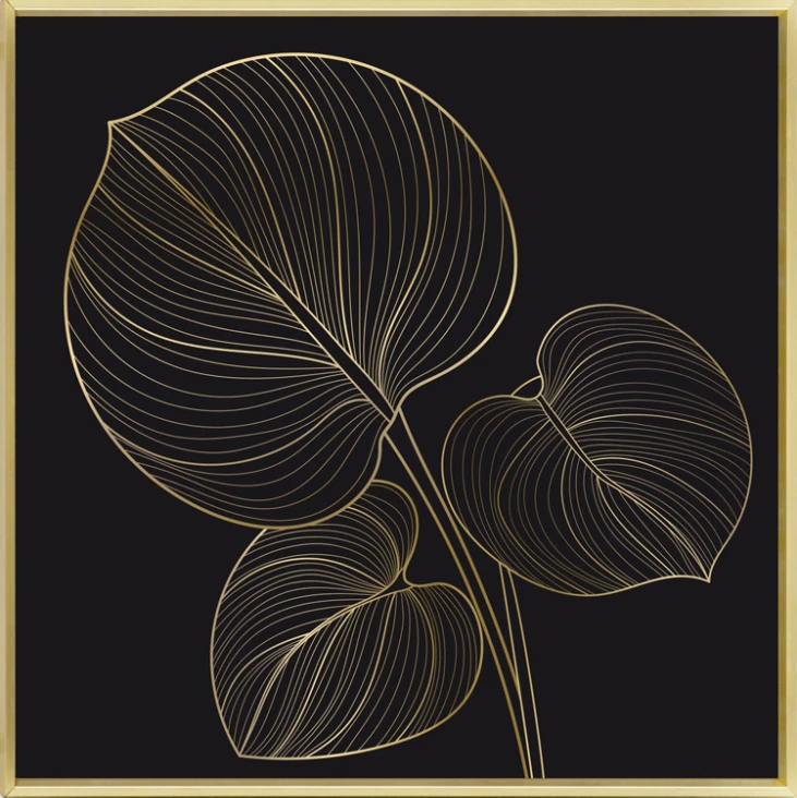 Pikturë dekorative Arbaro, kanavacë, kornizë druri, ngjyrë e zezë dhe e artë, 52x52x4cm