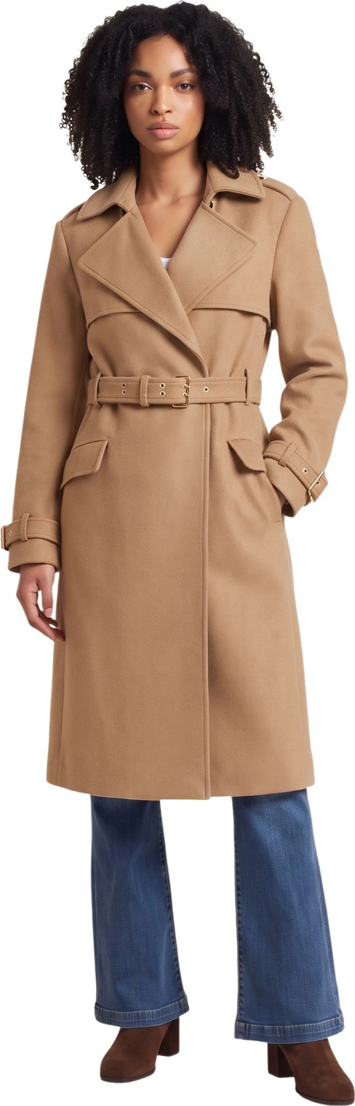 Pallto trench për femra Guess EVE MELTON TRENCH W6BL51 W4138, taupe [Madhësia: XS]