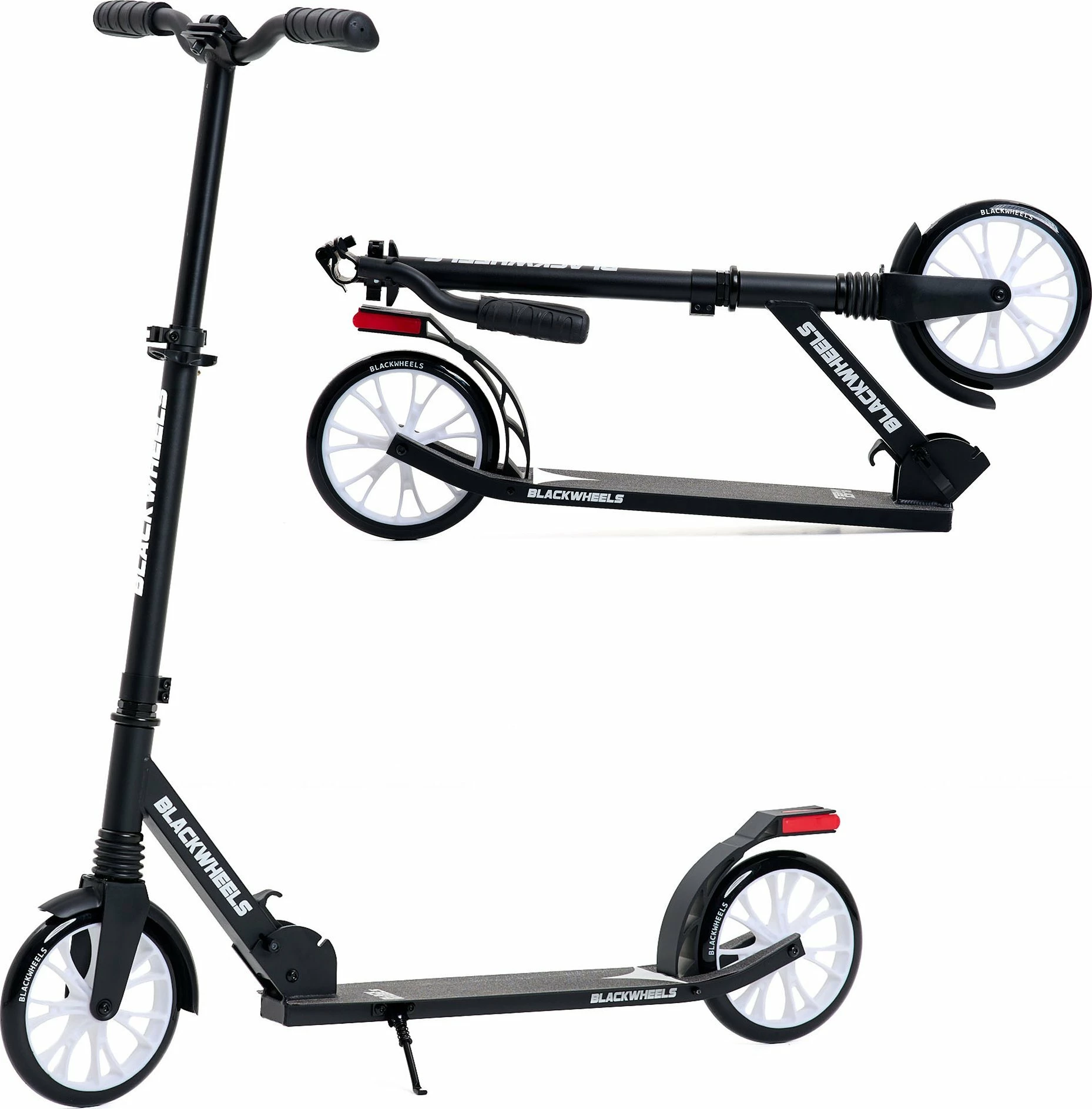 Trotinet Blackwheels Zoom, rrota 200 mm, i palosshëm, ABEC-7, timon i rregullueshëm 95-105 cm, deri 100 kg, i zi