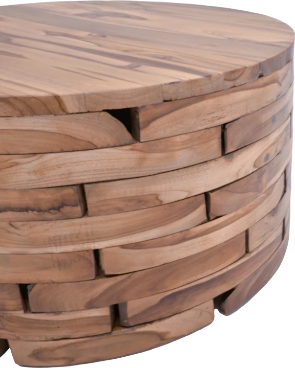 Tavolinë për dhomë ndeje, dru tik natyral, Φ90x45cm