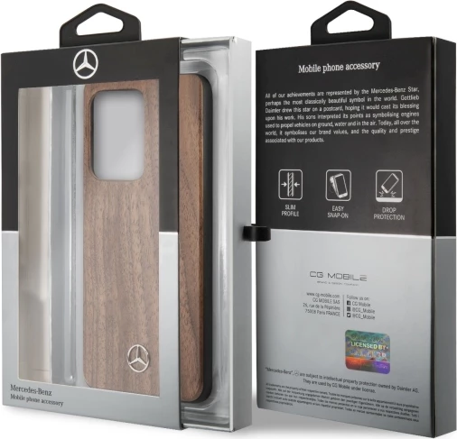 Mbështjellës Mercedes Wood Line Walnut për Samsung Galaxy S20 Ultra, kafe