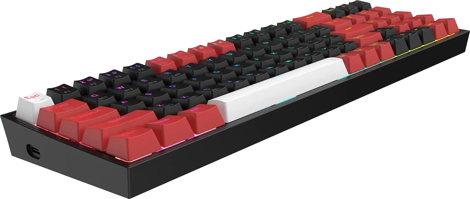Tastierë mekanike Redragon Pollux K628RGB Pro 75% (78 taste), RGB, Outemu Red, USB-C/2.4GHz/Bluetooth
