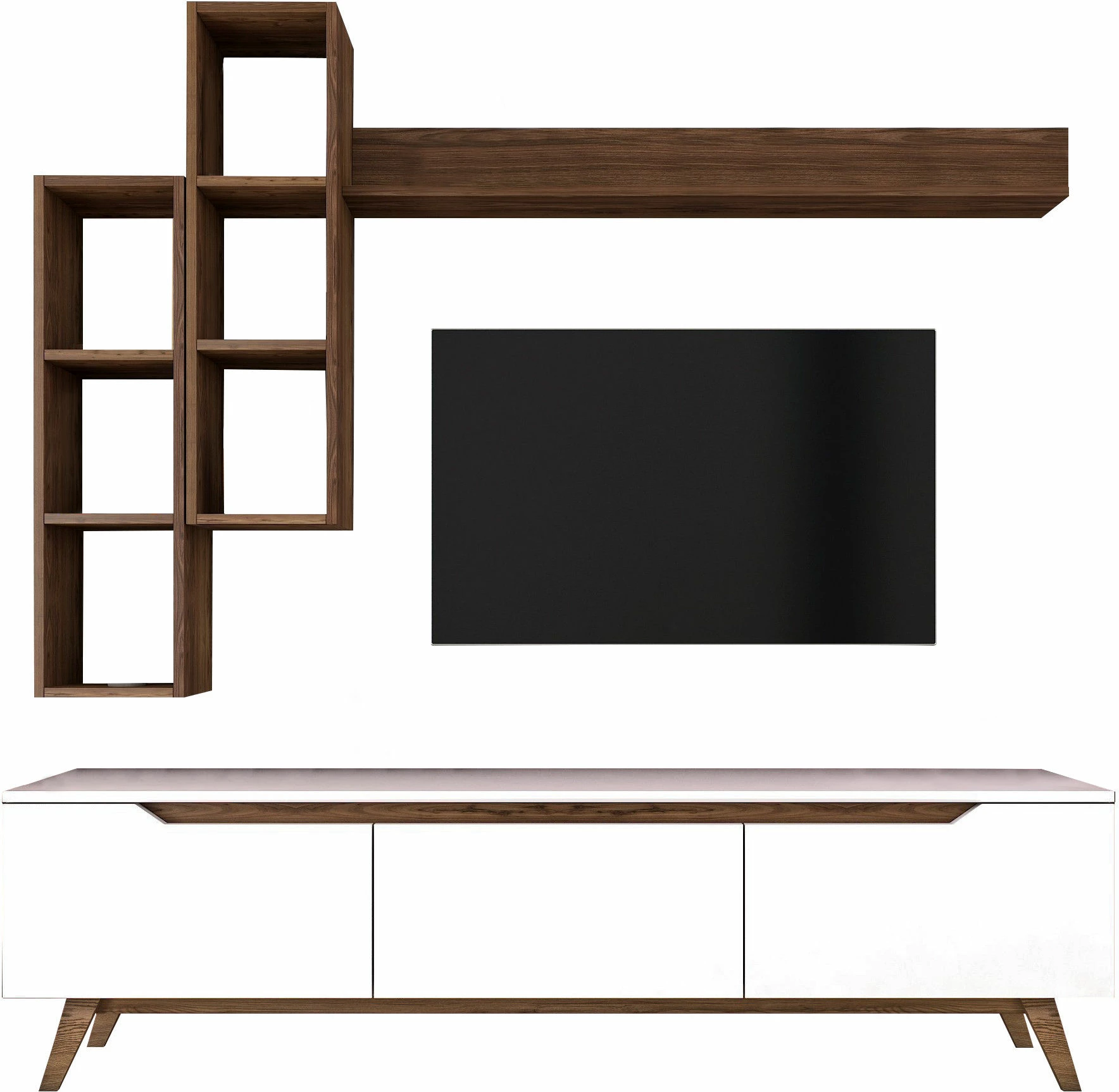 Komodë TV Hanah Home, M16 - 804, ngjyrë e bardhë dhe arre