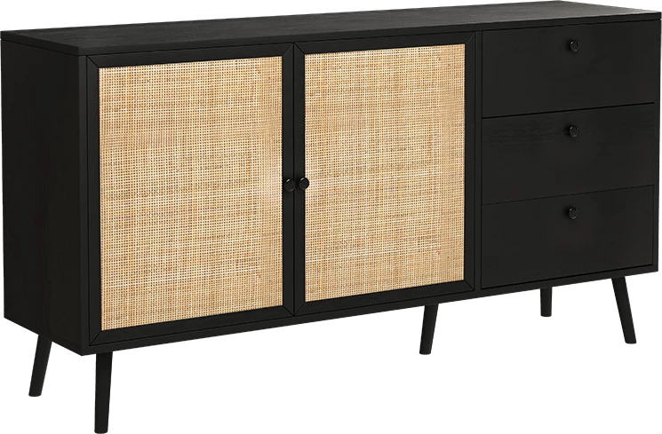 Bufe Oslo, ngjyrë zezë-natyrale, 150x39x79cm