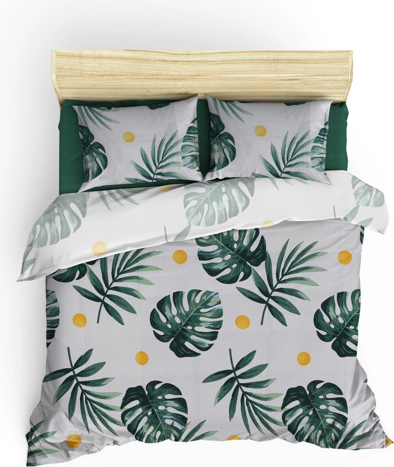 Set piké dopio L'essentiel, Monstera, ngjyrë e bardhë, e gjelbër, e verdhë