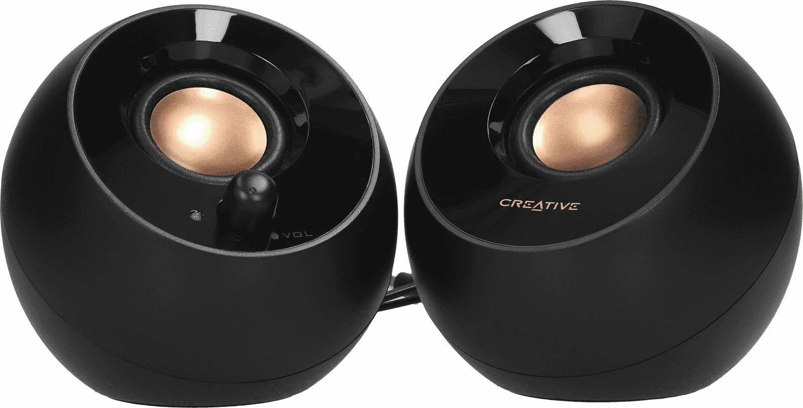 Altoparlantë kompjuteri Creative Pebble 51MF1680AA000, 2.0, 4.4W RMS, USB, 3.5 mm, të zeza (set 2 copë)