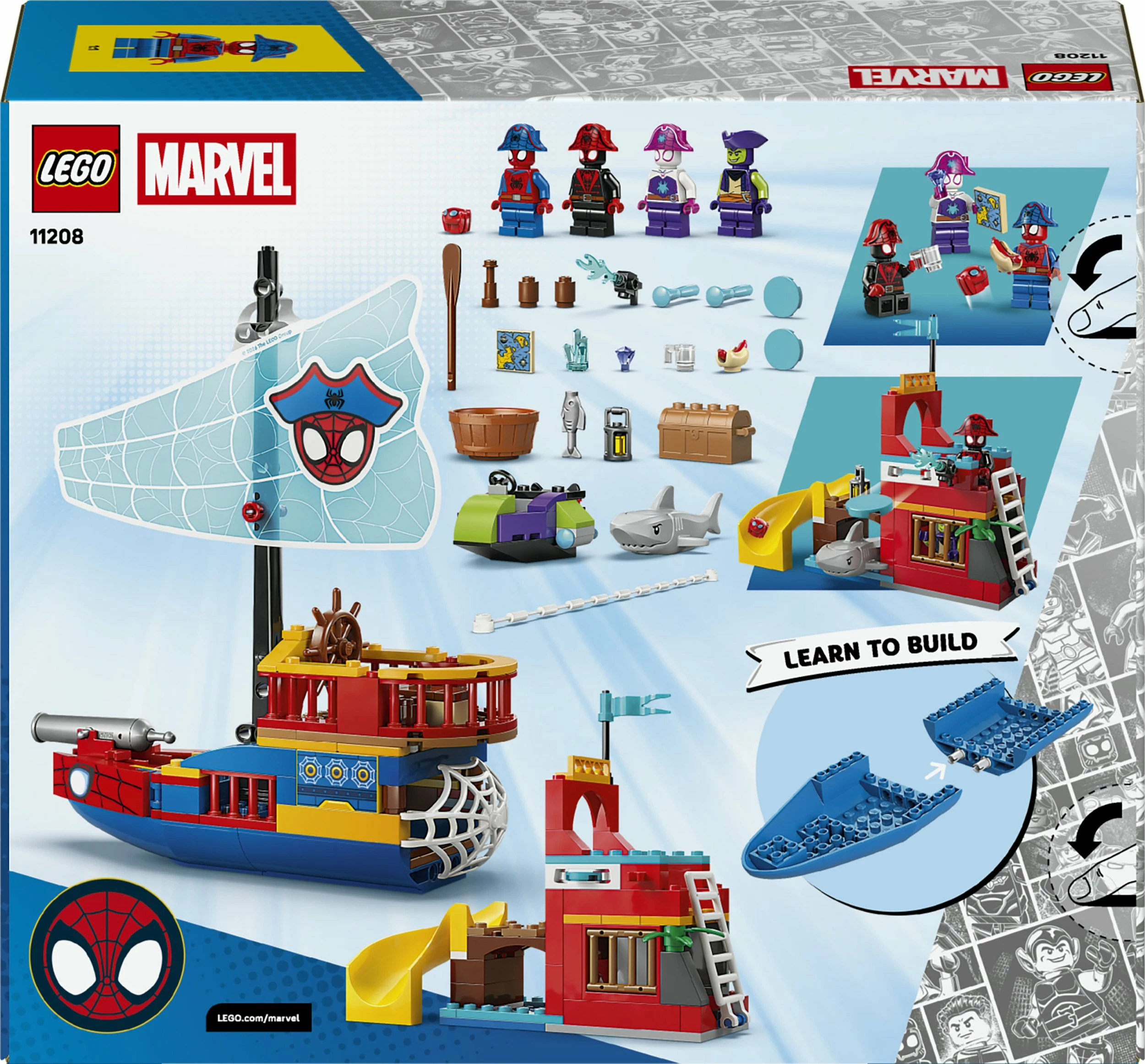 Set ndërtimi LEGO Marvel Team Spidey Pirate Ship 11208, 201 copë, 4+