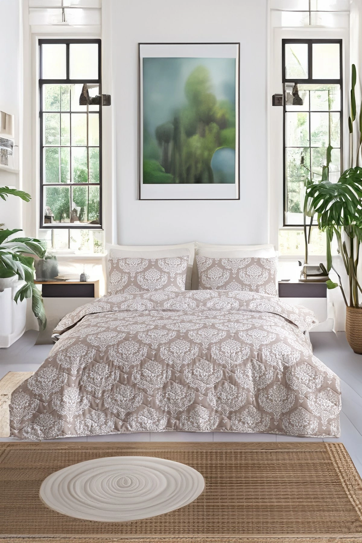 Set mbulesë krevati e qepur, king size, ngjyrë kafe, L'Essentiel Linge de Maison, Post