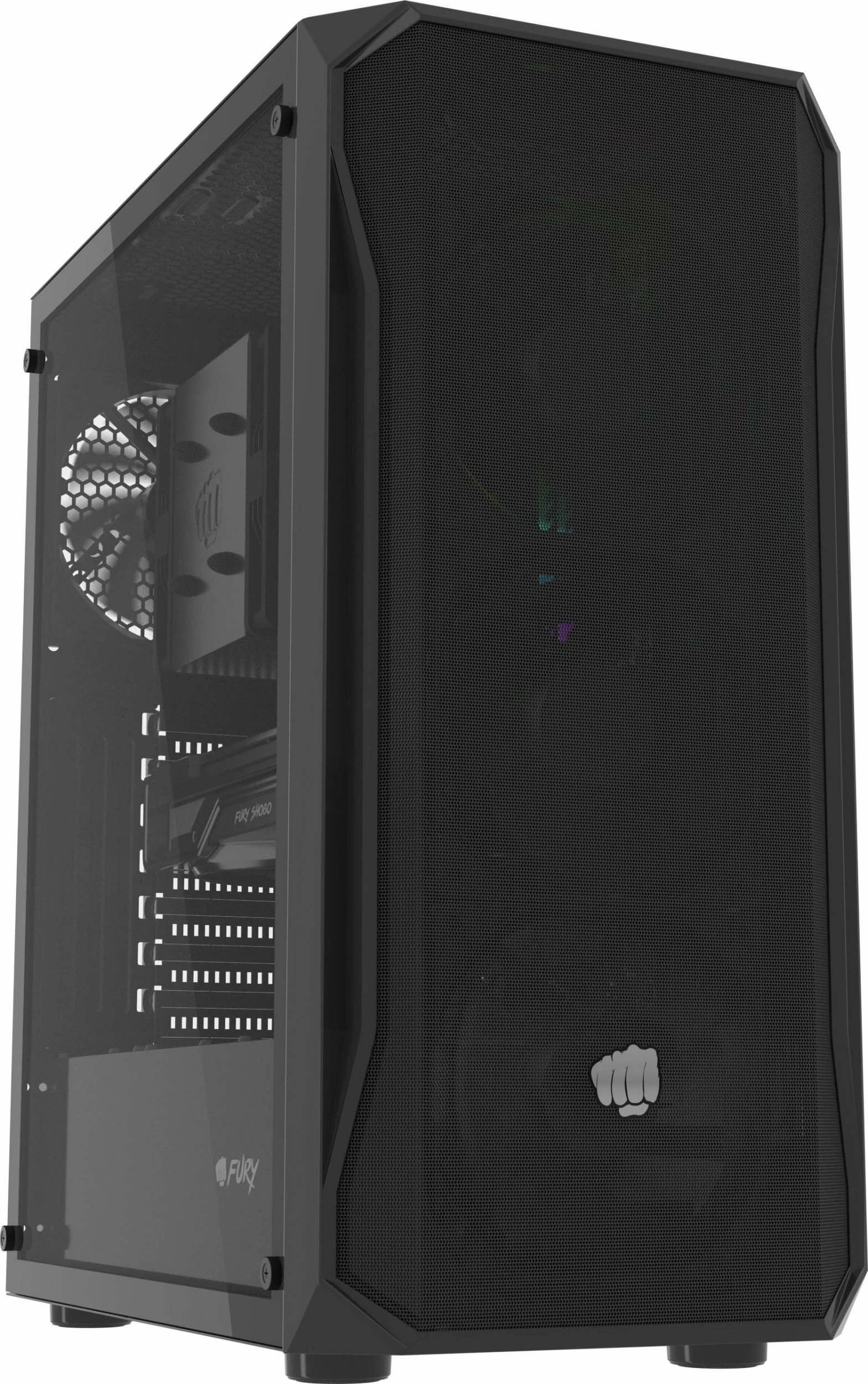 Kasë Fury Shobo SH4F (NFO-2152) Midi Tower ATX/mATX/Mini-ITX, 4x120mm PWM, tempered glass, pa PSU, e zezë