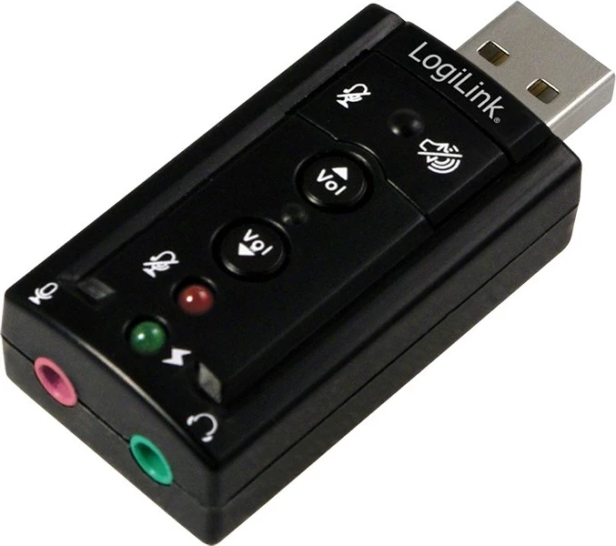 Kartë zëri USB LogiLink 7.1 kanale, me LED, për Windows, e zezë