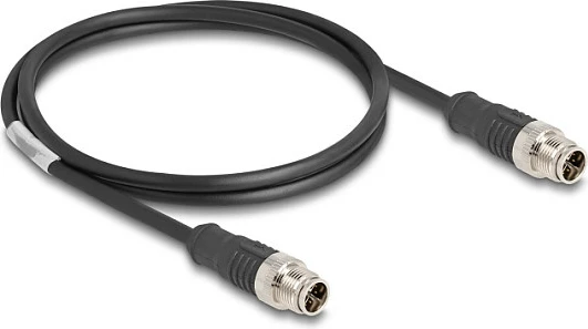 Kabllo rrjeti DeLOCK M12 X-coded 8 Pin, Cat5e S/FTP, 1 m, e zezë