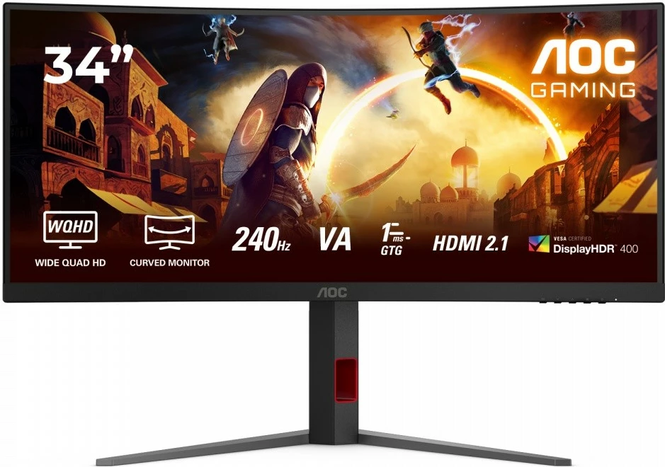 Monitor gaming AOC CU34G4Z, 34", 240Hz, VA, WQHD, HDMI 2.1, i zi