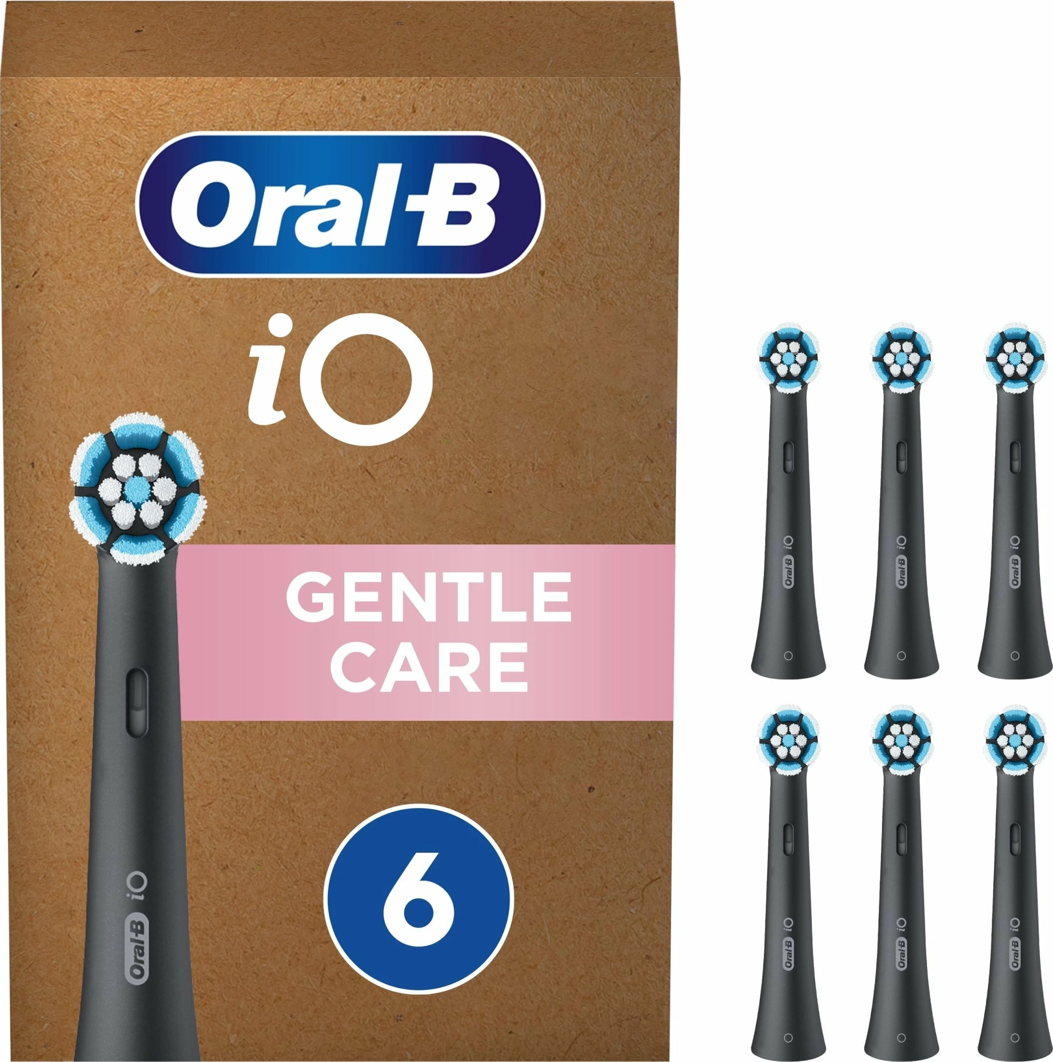 Koka zëvendësuese për furçë dhëmbësh Oral-B iO Gentle Care, 6 copë, e zezë