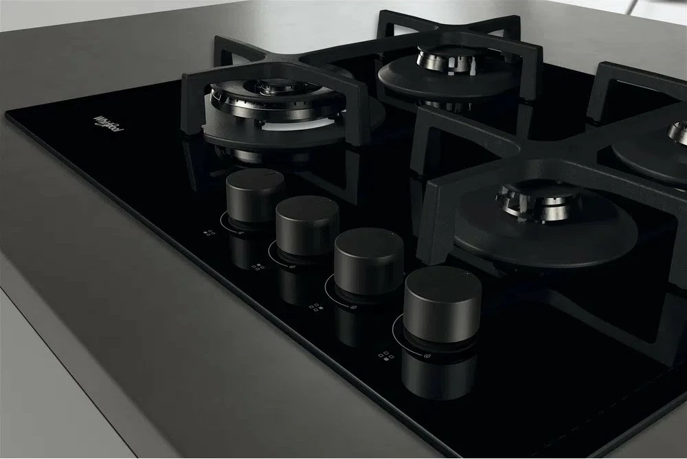 Pianurë gazi Whirlpool AKT627NB1, 4 zona, xham, e zezë