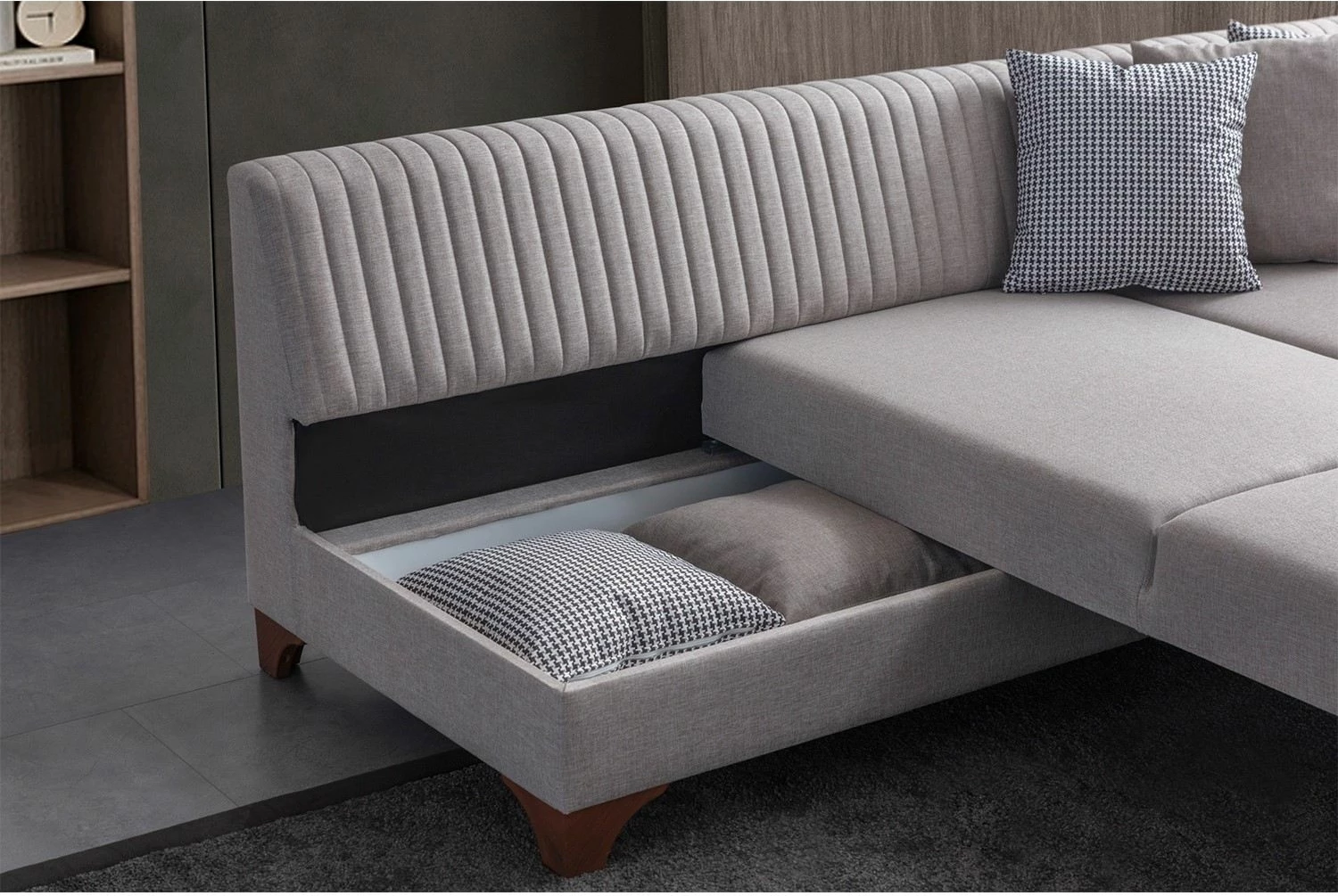 Kënd-sofë krevati Atelier del Sofa, West majtas, krem