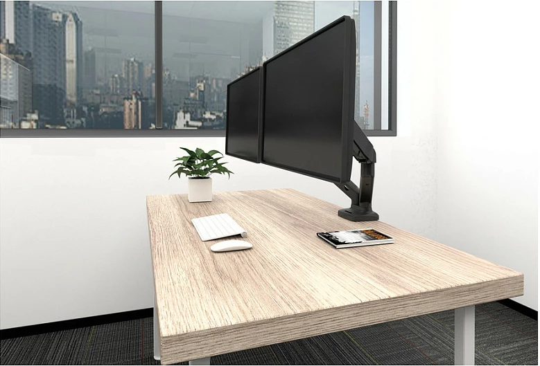 Mbajtës tavoline për 2 monitorë EQUIP, 13-27 inç, VESA 75x75/100x100, me kllampë, i zi