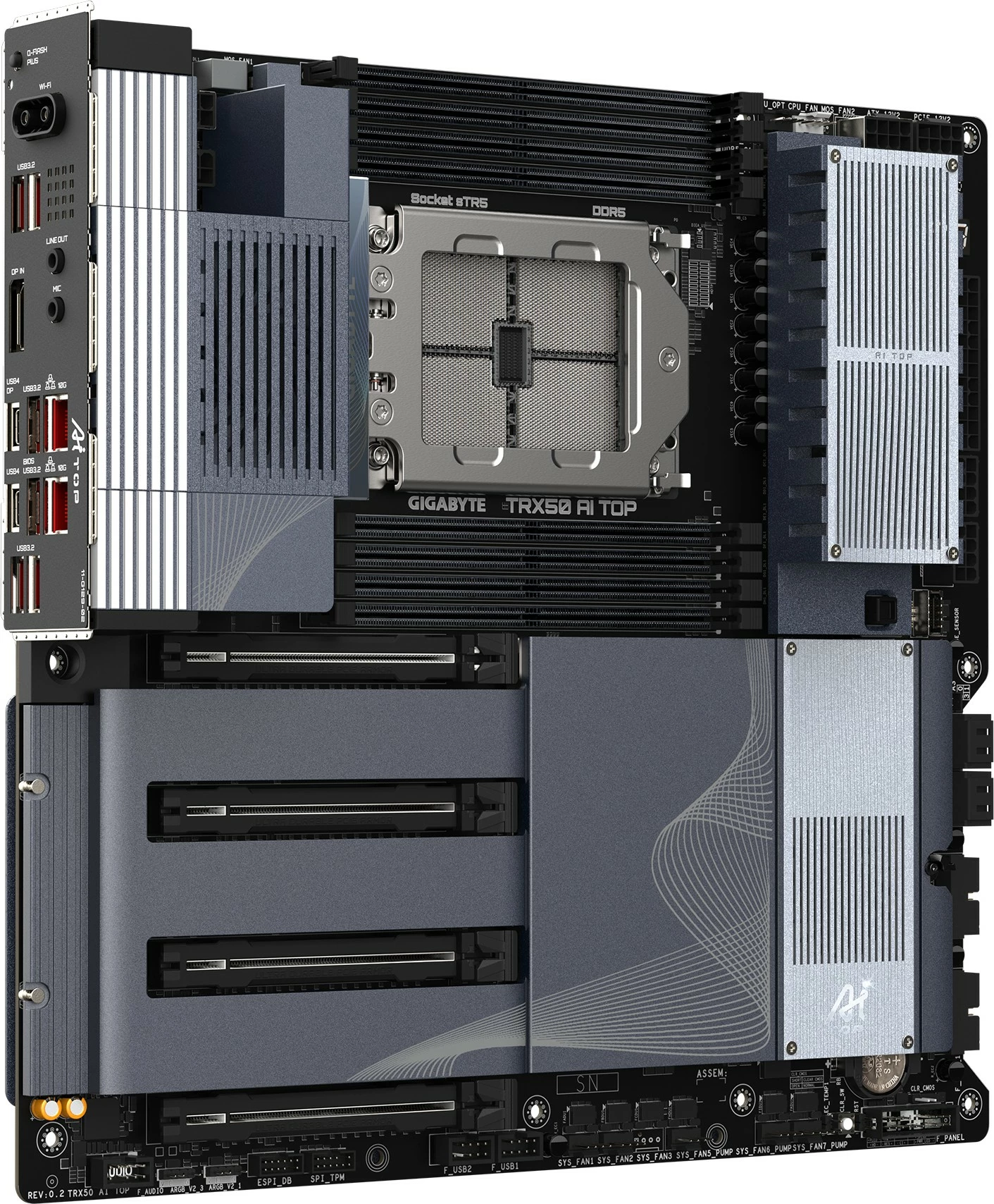 Pllakë amë Gigabyte TRX50 AI TOP, sTR5, ATX, për Threadripper, gri