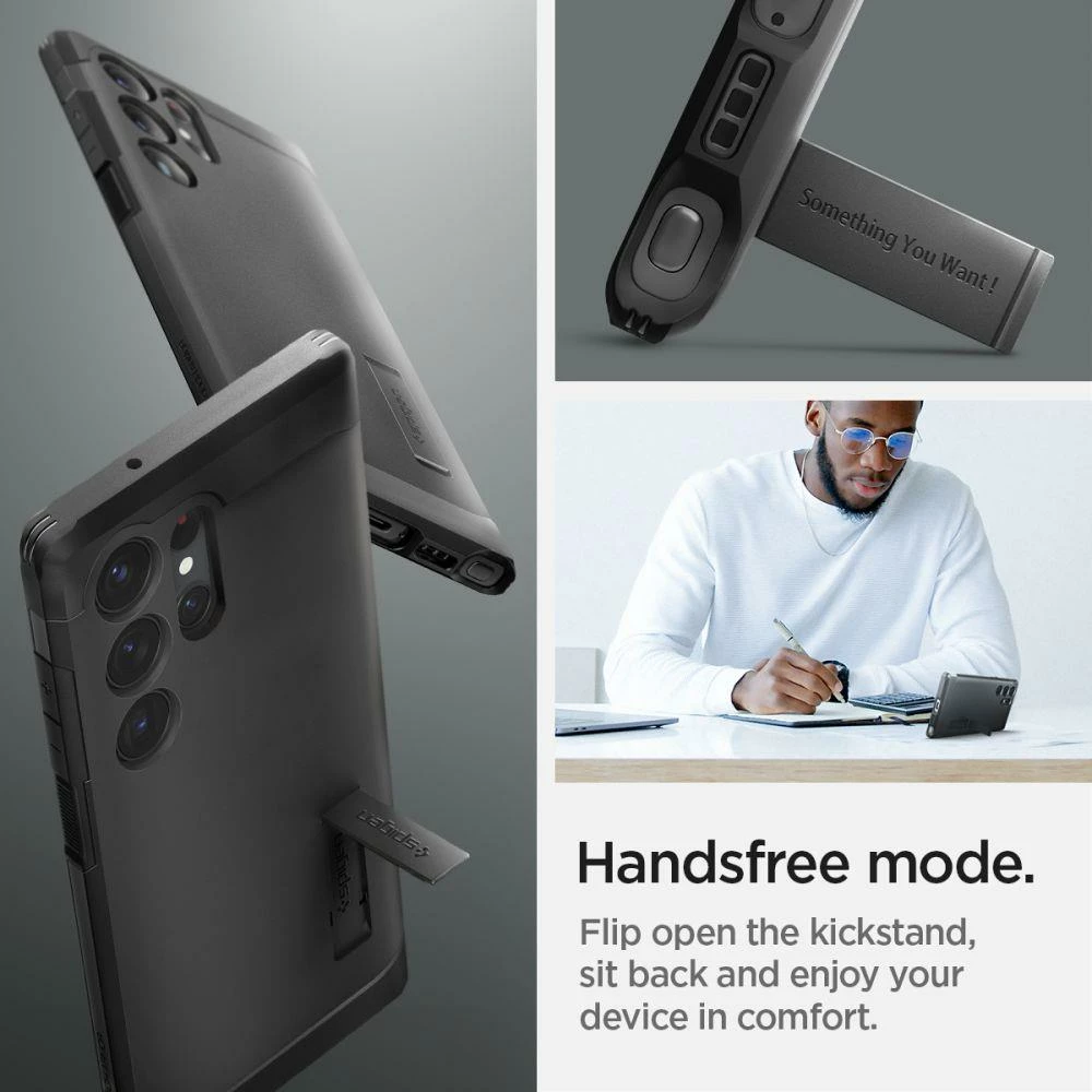 Mbështjellës Spigen Tough Armor për Samsung Galaxy S23 Ultra, i zi