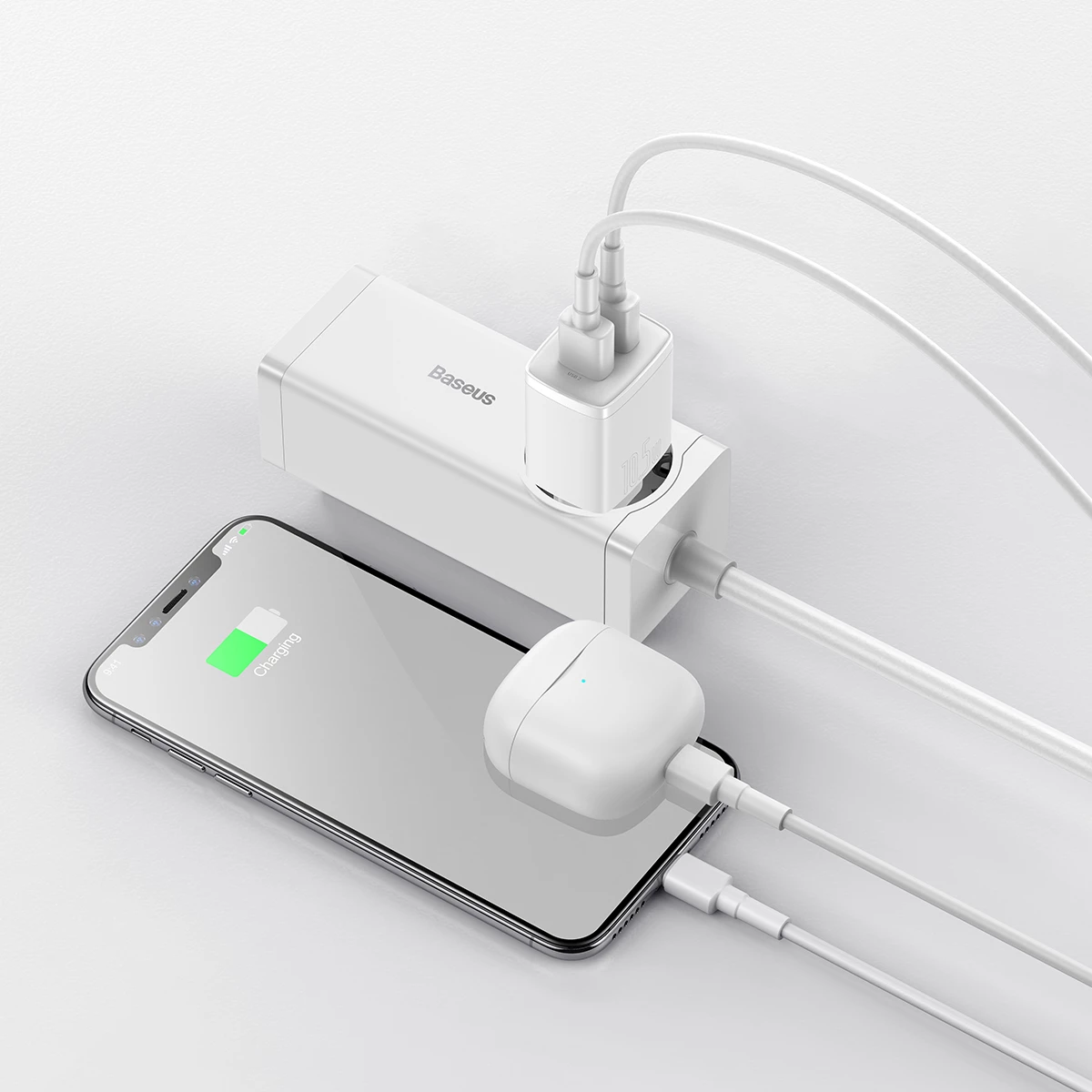 Karikues muri Baseus CCXJ010202, 2x USB-A, 10.5W, Bardhë