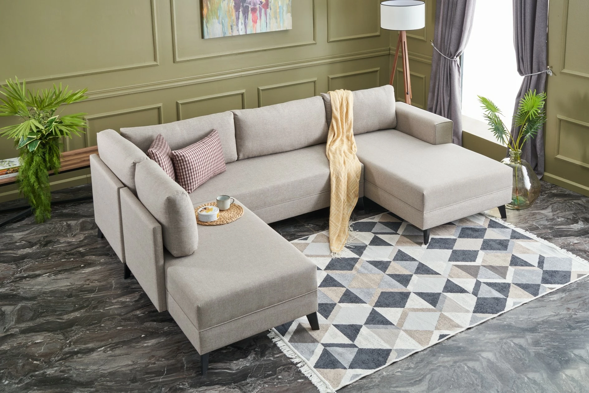 Kënd-sofë krevati Atelier del Sofa, Efsun, krem