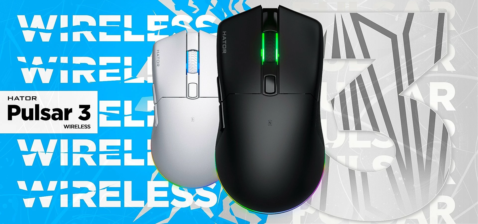 Maus gaming Hator Pulsar 3 Wireless, 12000 DPI, RGB, 2.4GHz/Bluetooth/USB-C, i bardhë