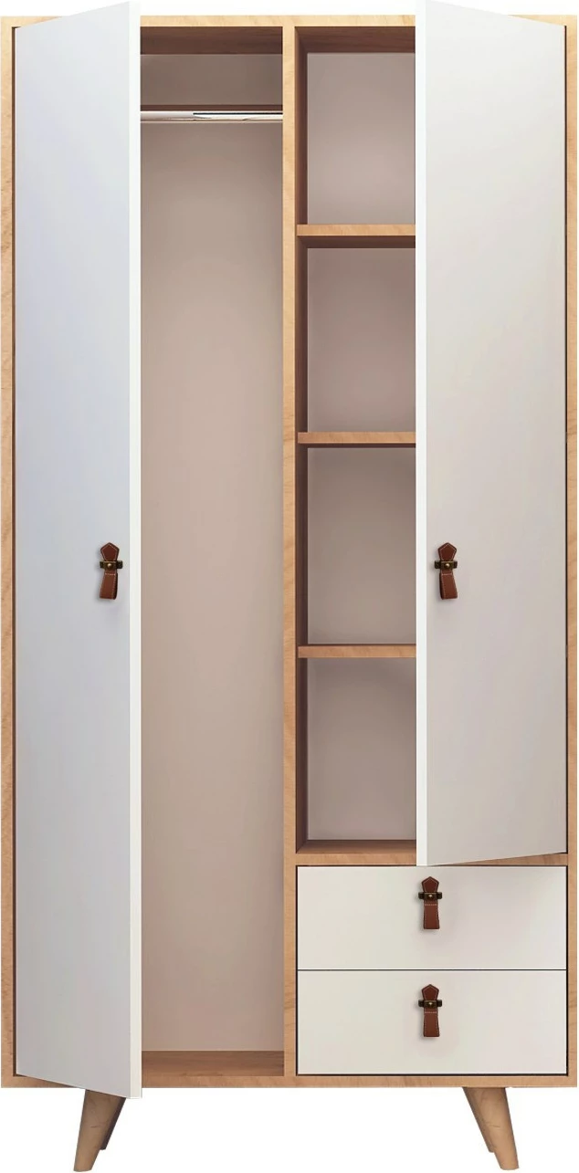 Dollap Hanah Home Musso, ngjyrë lis dhe e bardhë, me dy sirtarë