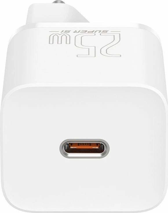 Ngarkues muri Baseus Super Si TZCCSUP-L02 25W USB-C PD 3A, bardhë, set me kabllo USB-C në USB-C 1m