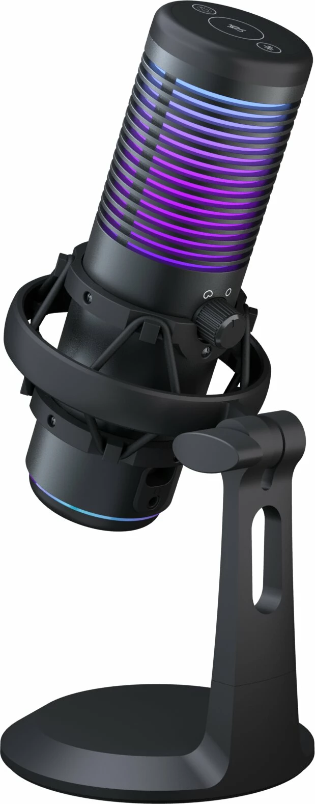 Mikrofon gaming USB PREYON Osprey Scream POS43B, RGB, cardioid/omnidirectional, me krah dhe kapëse tavoline, i zi