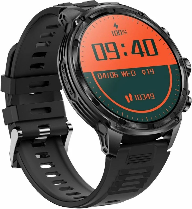 Smartwatch për meshkuj Gravity GT41-1, e zezë, me rrip dhe byzylyk