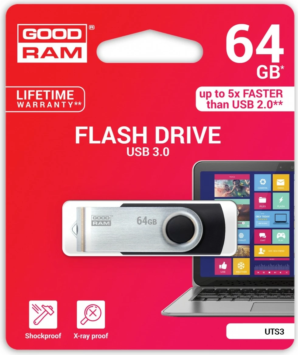 Pendrive GOODRAM TWISTER BLACK 64GB, USB 3.0, e zezë