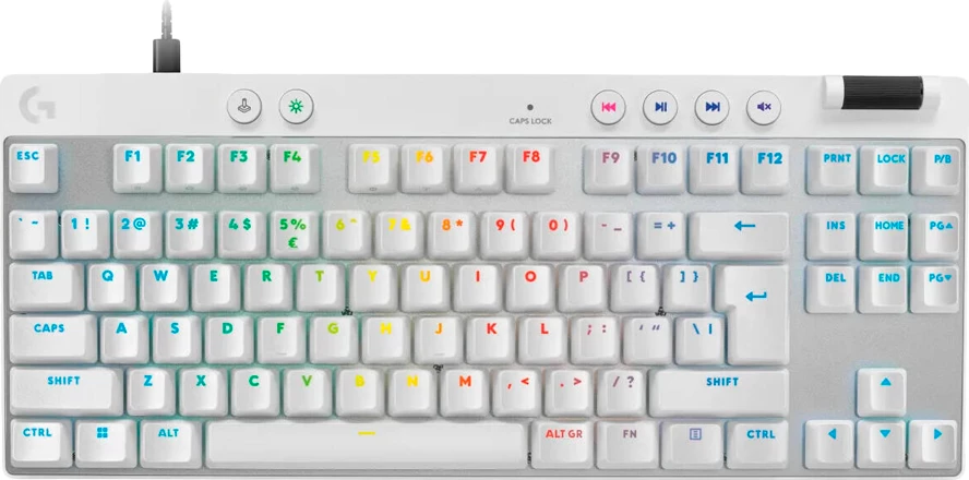 Tastierë gaming Logitech G PRO X TKL RAPID EMEA28i-935, tenkeyless, USB, RGB, linear, US INT'L, e bardhë