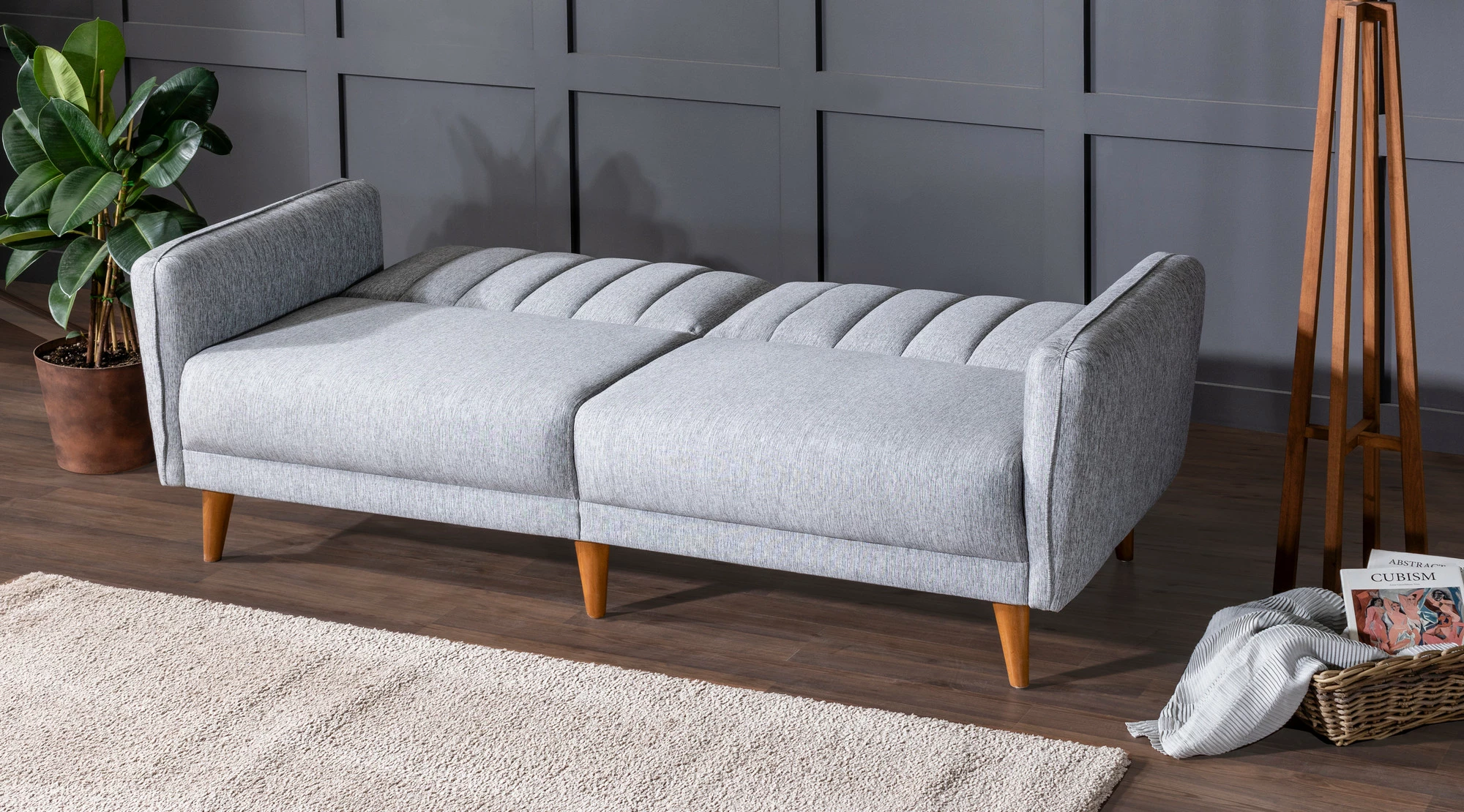 Set divan-krevat me karrige krahu, ngjyrë gri, Atelier del Sofa, Aqua-TKM03-1008