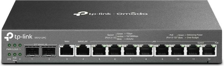 Router TP-LINK ER7212PC Omada 3-në-1, Gigabit, PoE+, i zi