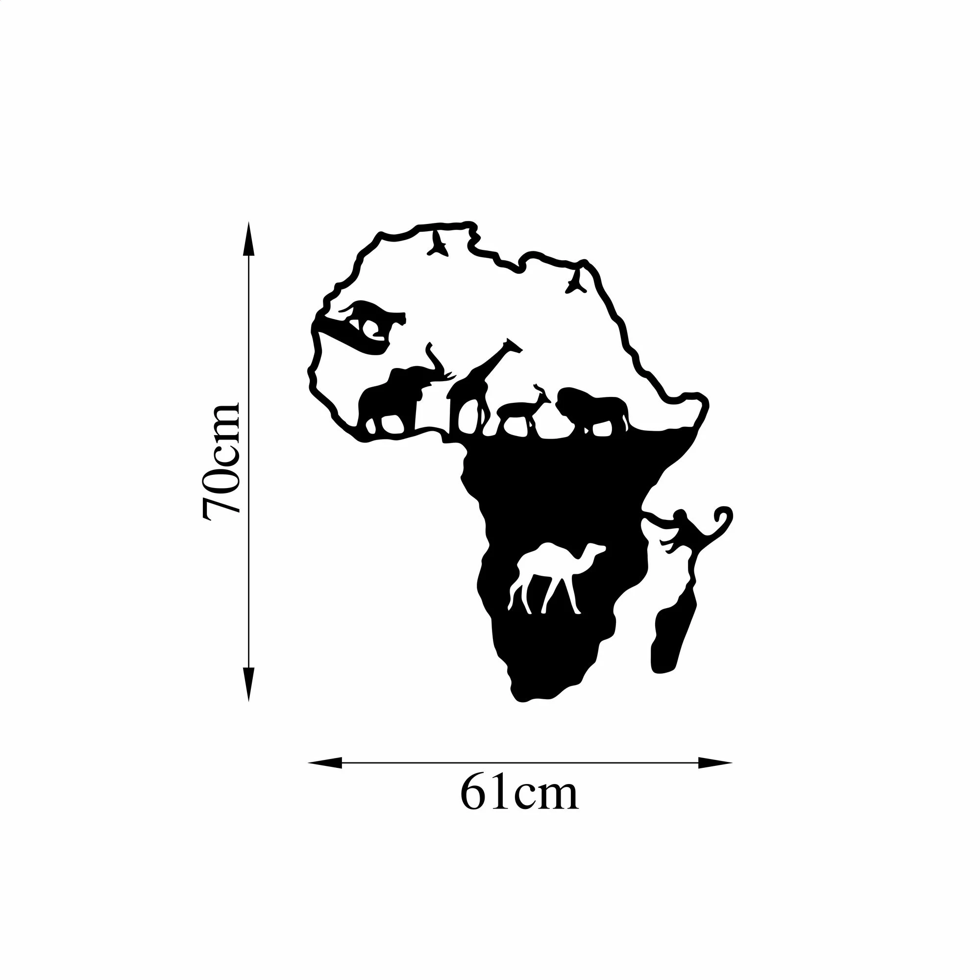 Aksesor dekorativ metalik për mur, kafshët e Afrikës, Wallity, 454