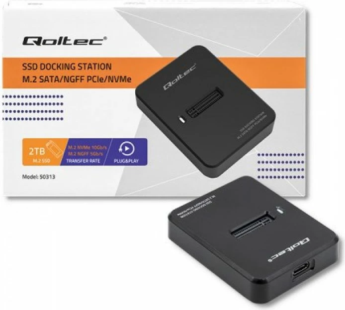 Stacion docking SSD Qoltec M.2 SATA/PCIe, i zi